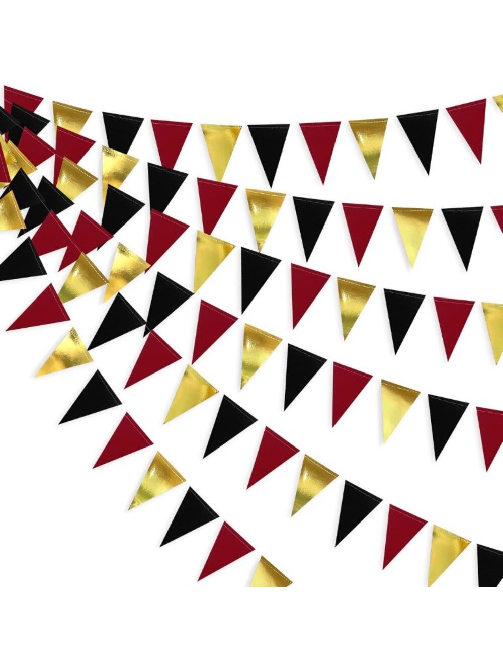 30 Ft Red Black Gold Triangle Banner - Party Decorations for Graduation